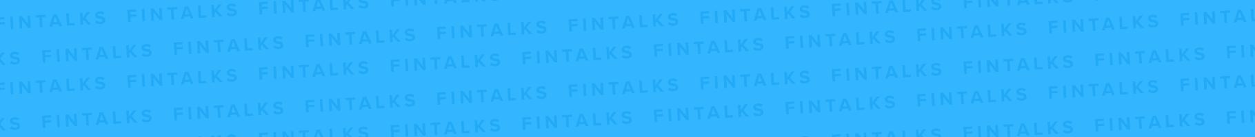 FinTalks repeated many times with a slight inclination on a background color.