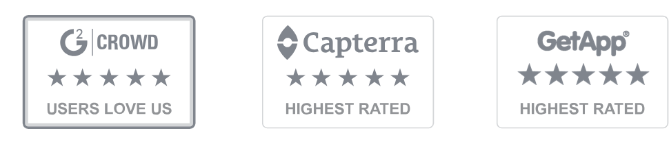 G2Crowd, Capterra and GetApp Highest Rated Certification
