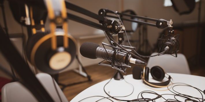 A studio where a finance podcast was recorded live