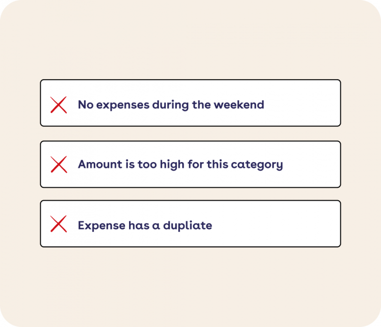 Avoid out of policy expenses
