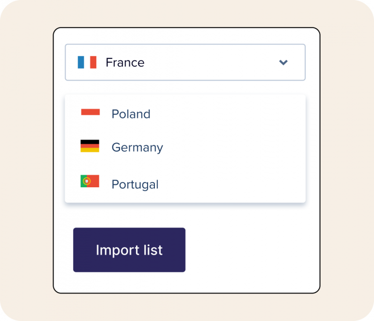 Country region rates - France, Poland, Germany, Portugal