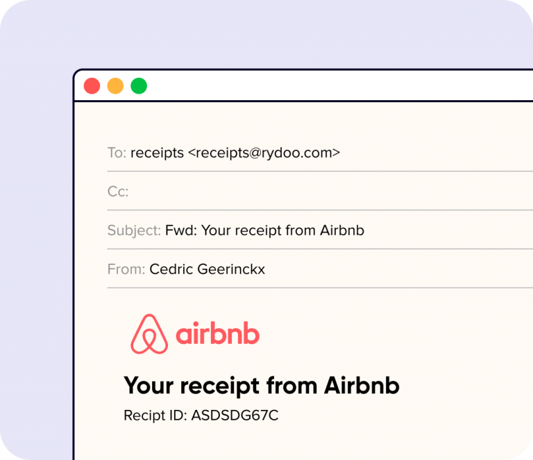 Electronic receipts with airbnb logo
