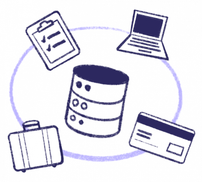 Centralization database pc mockup illustration