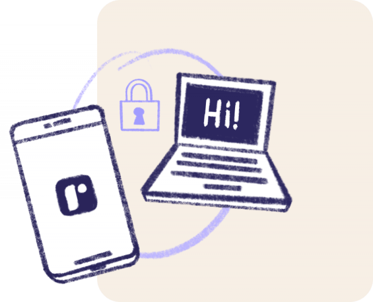 App security mockup computer phone locked illustration