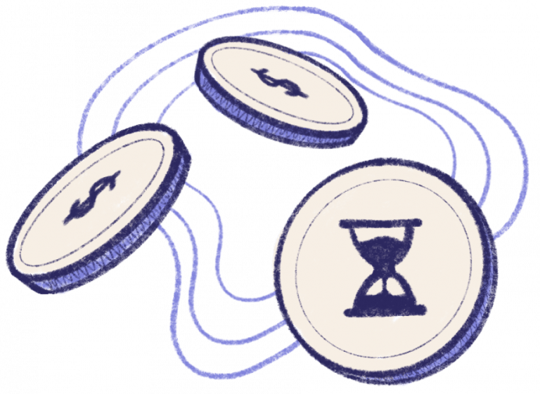 Illustration coins with icons - header