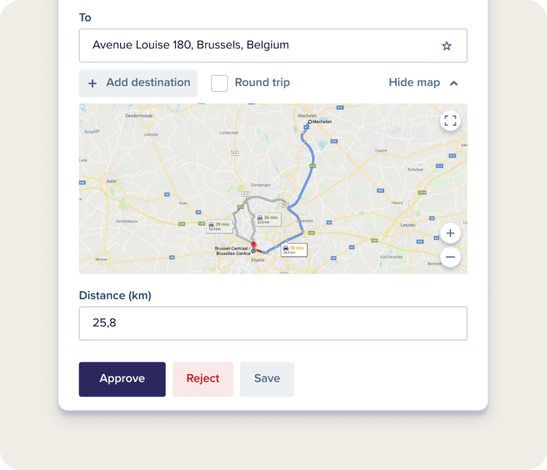 Expense app - Mileage tracking - Map