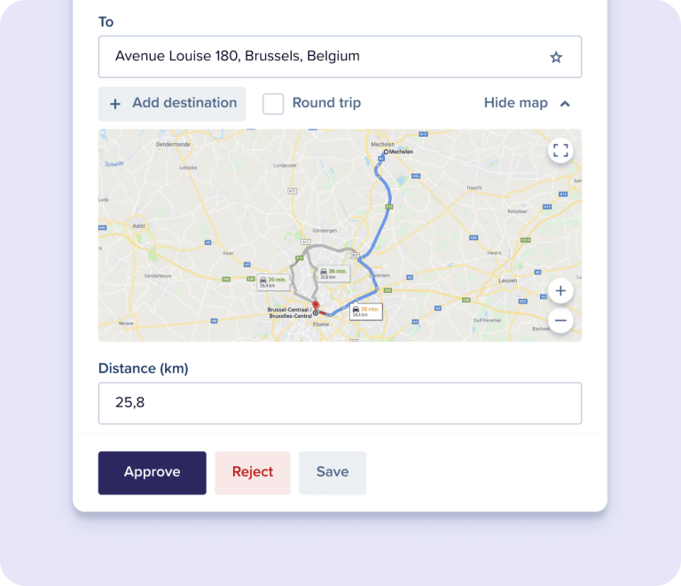 Real-time mileage approvals