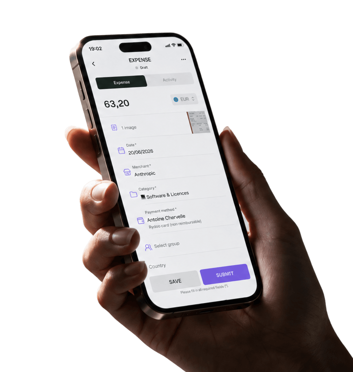 Expense footer mobile