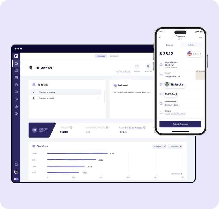 Professional services centralised expensing purple bg